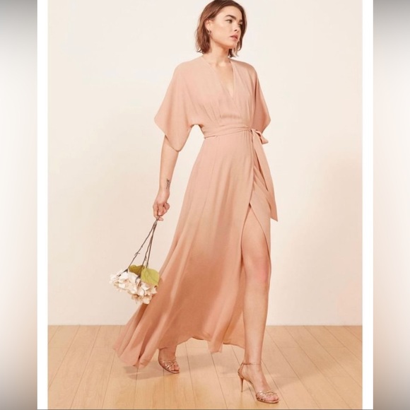 New With Tags NWT Reformation Blush Pink Winslow Wrap Dress - Picture 1 of 8